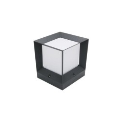 Ground Aluminum Square mega Lighting Fitting D220 h270 7321 E27 IP44 milky PC dark grey body - adeleq 