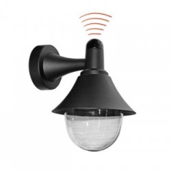 Φωτιστικό PC Με φωτοκύτταρο Επίτοιχο Down. Ε27 IP44 Μάυρη - adeleq