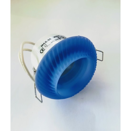 Σπότ χωνευτό στρογγυλό - Ατσάλι+Γυαλί MR11 - Μπλέ - aca