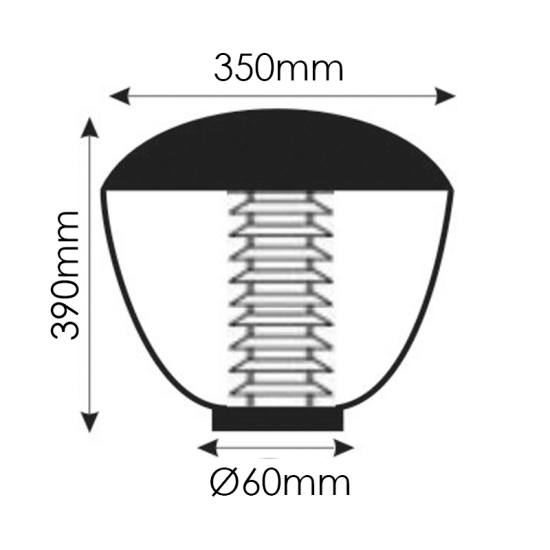Garden luminaires for pole Φ60mm 1XE27  Acrylic L:390mm Φ:350mm - aca  