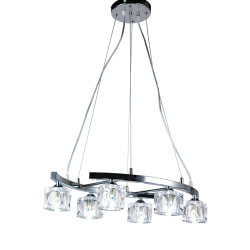Pendant light 6 x G9 28W Metal + Glass + Transparent cable / Chrome + Clear K9 60ΧH120CM MARTINI - acadecor 