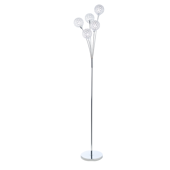 Φωτιστικό επιδαπέδιο 5 x G9 28W Κρύσταλλο + Μέταλλο PVC διάφανο καλώδιο / Χρώμιο + Διάφανο Φ42XH1680CM SKYLAR - acadecor 