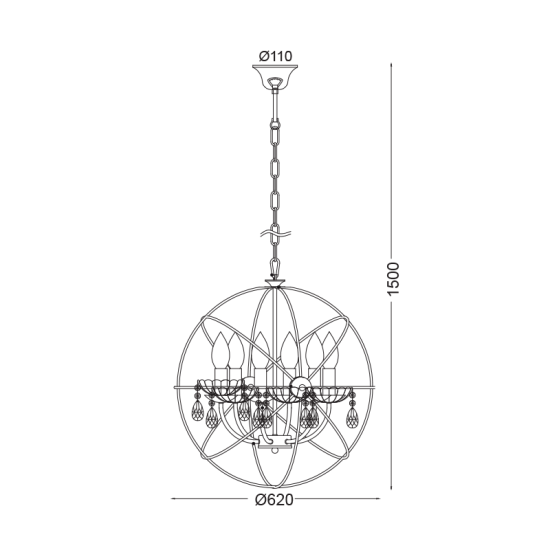 Φωτιστικό κρεμαστό 4 x E14 40W Μέταλλο + Κρύσταλλο + PVC καλώδιο / Σατέν Νίκελ + Διάφανο Φ60ΧΗ150CM CATANIA - acadecor