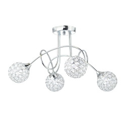 Ceilling light 4 x G9 28W Crystal + Metal + Clear PVC cable / Chrome + Clear 56XH30CM SKYLAR - acadecor 
