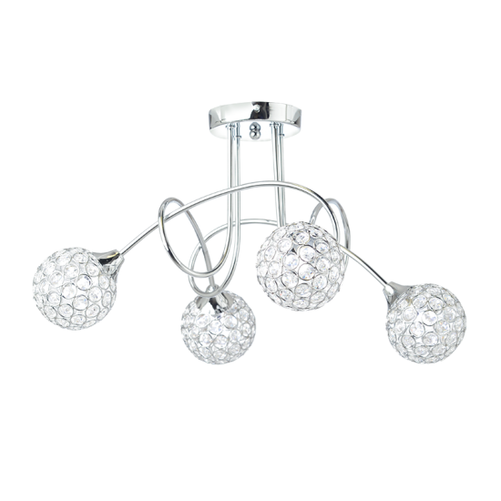 Ceilling light 4 x G9 28W Crystal + Metal + Clear PVC cable / Chrome + Clear 56XH30CM SKYLAR - acadecor 