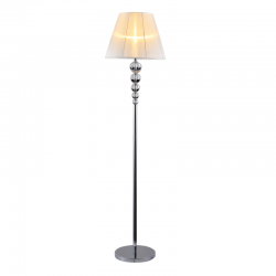 Φωτιστικό επιδαπέδιο 1 x E27 60W Μέταλλο + Ύφασμα + Ακρυλικό + PVC διάφανο καλώδιο / Χρώμιο + Λευκό + Διάφανο Φ40ΧΗ165CM OLIVIA - acadecor 