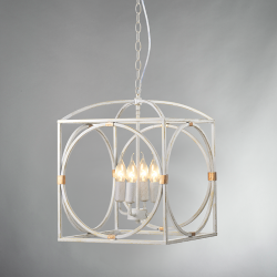 Φωτιστικό κρεμαστό 4 x E14 40W Μέταλλο + PVC καλώδιο / Λευκό πατίνα + Χρυσό αντικέ 35Χ35XH150CM FRIDA - acadecor