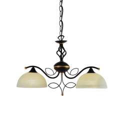 Φωτιστικό κρεμαστό 2 X E27 60W Μέταλλο + Γυαλί + PVC μάυρο καλώδιο / Σκούρο καφέ - Αντικέ χρυσό + Μελί 57XH120CM ELECTRA - acadecor  