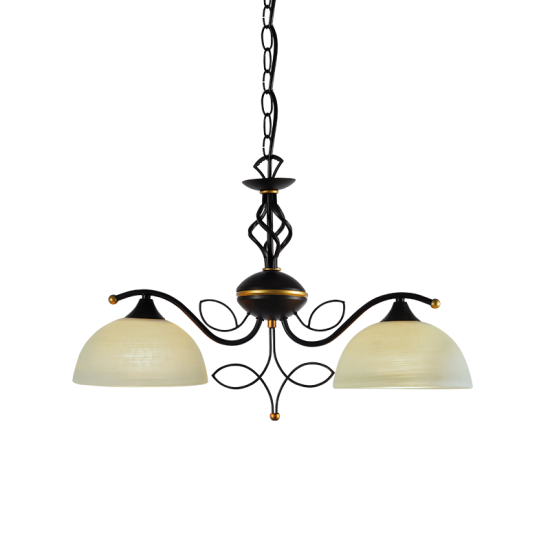 Pendant light 2 x E27 60W Metal + Glass + PVC  black cable / Dark brown - AntiqueGold + Honey 57XH120CM ELECTRA - acadecor  