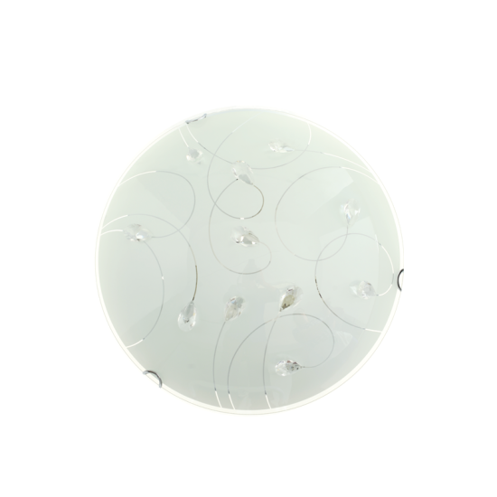 Ceiling light 1xE27 max 60W Metal + Glass + Crystal / Clear + White + Chrome Φ30Χ9CM ANYA - acadecor 