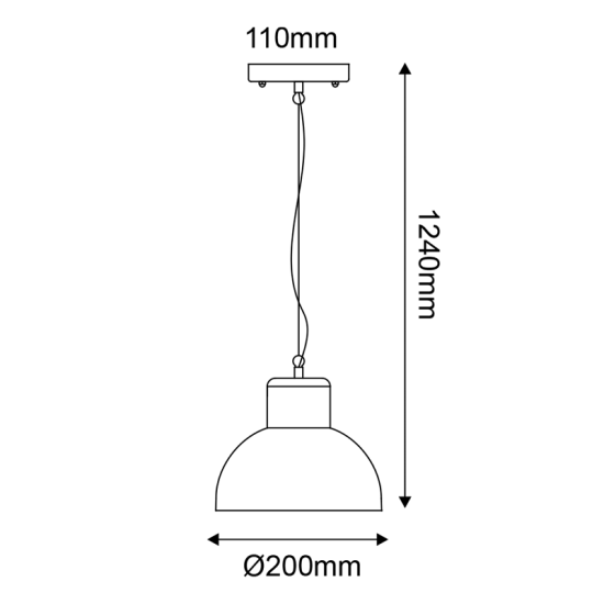 Garden pendant luminaire 1xE27 max 10w LED  Steel+PC White Φ200mmx1240mm BERO - aca