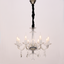 Φωτιστικό κρεμαστό 8 x E14 40W Μέταλλο + Κρύσταλλο + Βελούδινο ύφασμα + PVC Διάφανο καλώδιο/ Χρώμιο + Διάφανο + Μάυρο Φ59ΧΗ178CM LOMPELIA - acadecor