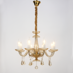 Φωτιστικό κρεμαστό 8 x E14 40W Μέταλλο + Κρύσταλλο + Βελούδινο ύφασμα + PVC Διάφανο καλώδιο/ Γυαλιστό χρυσό + Σαμπανιζέ + Χρυσό Φ59ΧΗ178CM LOMPELIA - acadecor