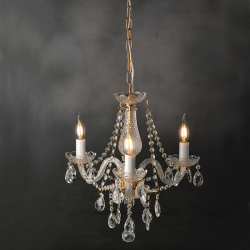 Φωτιστικό κρεμαστό 3 x E14 40W Μέταλλο + Κρύσταλλο + Βελούδινο ύφασμα + PVC Διάφανο καλώδιο/ Γυαλιστό χρυσό + Σαμπανιζέ + Χρυσό Φ48ΧΗ160CM GLADIOLO - acadecor