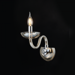 Φωτιστικό επίτοιχο 1 x E14 40W Κρύσταλλο + Μέταλλο / Κονιάκ + Χρώμιο 22X30CM LUNARIA - acadecor