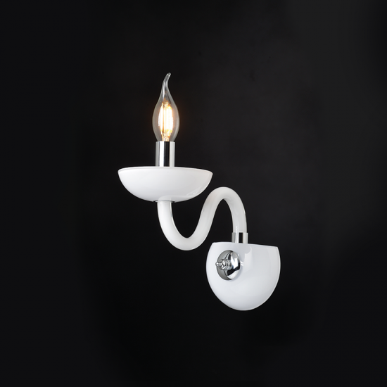 Φωτιστικό επίτοιχο 1 x E14 40W Κρύσταλλο + Μέταλλο / Λευκό + Χρώμιο 22X30CM LUNARIA - acadecor