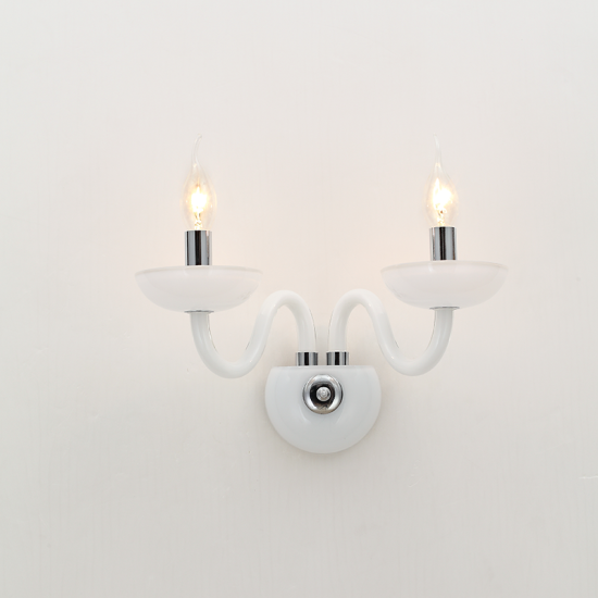 Φωτιστικό επίτοιχο 2 x E14 40W Κρύσταλλο + Μέταλλο / Λευκό + Χρώμιο 40X30CM LUNARIA - acadecor