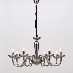 Φωτιστικό κρεμαστό 8 x E14 40W Κρύσταλλο Μέταλλο + Βελούδινο ύφασμα + PVC διάφανο καλώδιο / Φίμε + Χρώμιο + Μάυρο Φ79ΧΗ168CM LUNARIA - acadecor