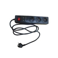 Πολύπριζο με διακόπτη φωτιζόμενο & καλώδιο 3x1.5mm / 1.5μέτρο Μάυρο 3θέσεων & 2 Θύρες USB 2.1A - BMS20CSU315 - aca elec