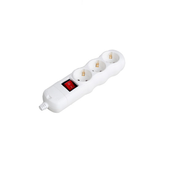 Multiple 3 sockets without cable white - Bubble + Lighting switch on/off - BMS20S3  - aca elec