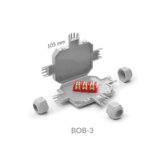 Διακλαδωτήρας με Gel Είσοδο Καλωδίου 3x4 / 3x2.5mm Έξοδος καλωδίου 3x1.5 / 3x2.5 / 105x80x25 / BOB-3 - Raytech