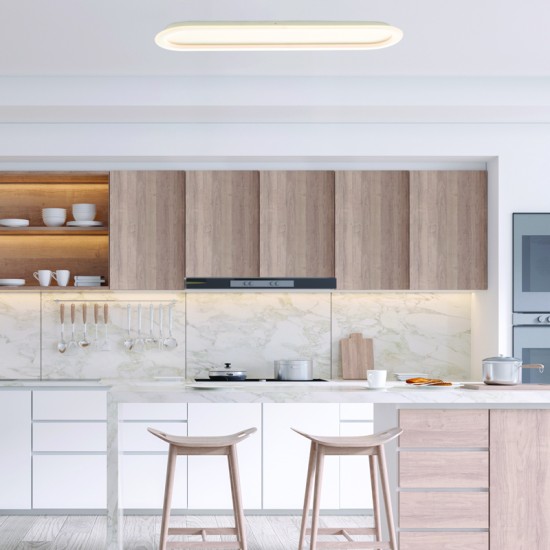 Φωτιστικό οροφής LED 52W 3000k 3600lm Dimmable Αλουμίνιο + Σιλικόνη / Λευκό 100X14X6CM SOLO - acadecor