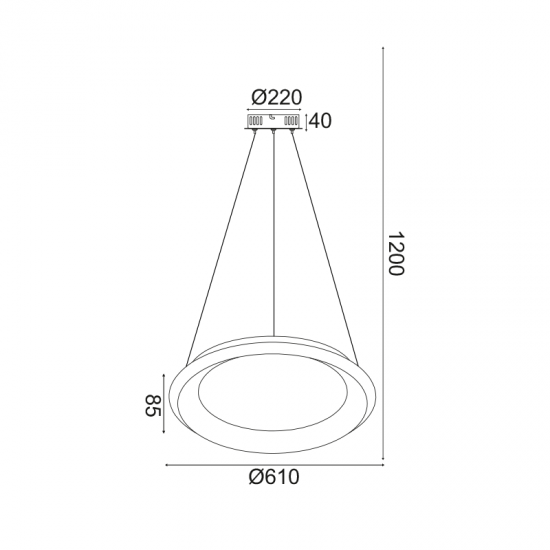 Φωτιστικό κρεμαστό LED 48W 3000k 4610lm Μέταλλο + Αλουμίνιο + PMMA / Λευκό μάτ + Γαλακτερό D61 X H120CM DIANA - acadecor