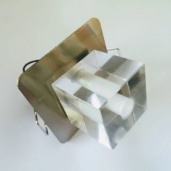 Σπότ χωνευτό στρογγυλό - Ατσάλι+Γυαλί G4 - Νίκελ μάτ - aca