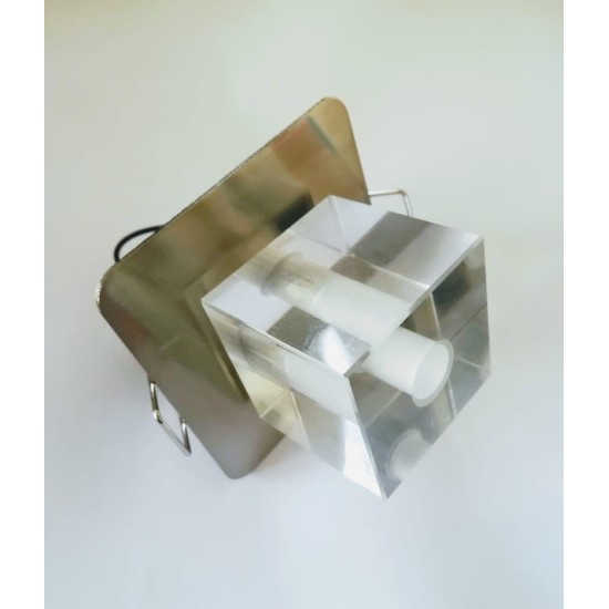 Σπότ χωνευτό στρογγυλό - Ατσάλι+Γυαλί G4 - Νίκελ μάτ - aca