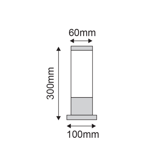 Garden square post luminaire 1xE27 max Stainless steel + PC 60mmx300mm LOOP I - aca
