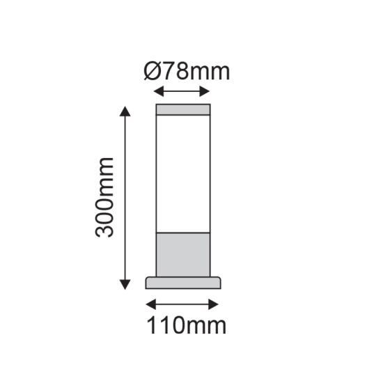 Garden cylindrical post luminaire 1xE27 max Stainless steel + PC Φ78mmx300mm LOOP II - aca