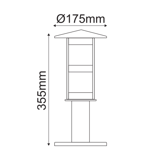 Garden post luminaire 1xE27 max Stainless steel + Glass  Φ175mmx355mm LOOP IV - aca