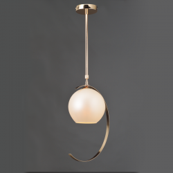 Φωτιστικό κρεμαστό 1xE27 40W max Μέταλλο / Γυαλί - french χρυσό + Λευκό περλέ Φ35ΧΗ100CM IPARELLE - acadecor