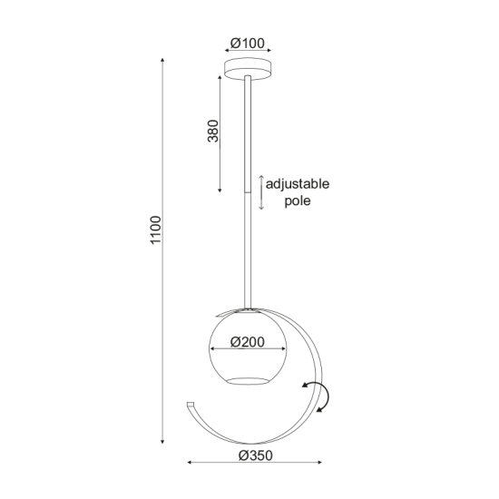 Φωτιστικό κρεμαστό 1xE27 40W max Μέταλλο / Γυαλί - french χρυσό + Λευκό περλέ Φ35ΧΗ100CM IPARELLE - acadecor