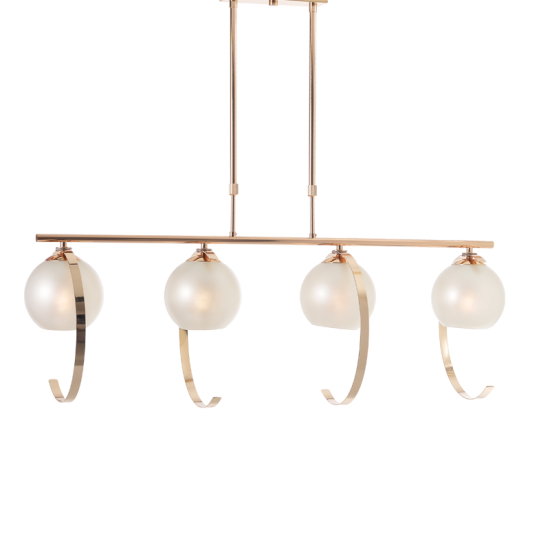 Φωτιστικό κρεμαστό 4xE27 40W max Μέταλλο / Γυαλί - french χρυσό + Λευκό περλέ 107Χ15ΧΗ120CM IPARELLE - acadecor