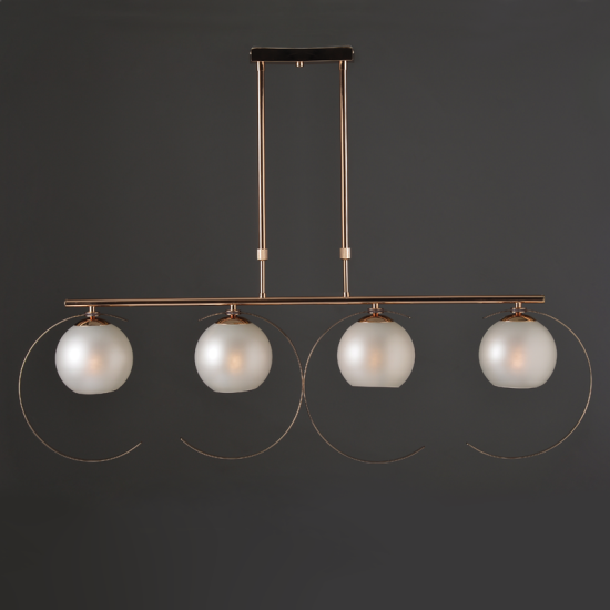 Φωτιστικό κρεμαστό 4xE27 40W max Μέταλλο / Γυαλί - french χρυσό + Λευκό περλέ 107Χ15ΧΗ120CM IPARELLE - acadecor