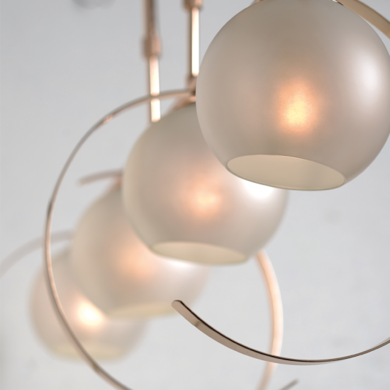 Φωτιστικό κρεμαστό 4xE27 40W max Μέταλλο / Γυαλί - french χρυσό + Λευκό περλέ 107Χ15ΧΗ120CM IPARELLE - acadecor