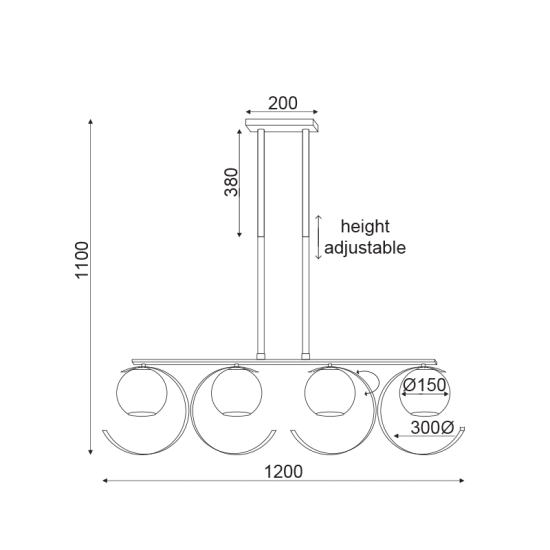 Φωτιστικό κρεμαστό 4xE27 40W max Μέταλλο / Γυαλί - french χρυσό + Λευκό περλέ 107Χ15ΧΗ120CM IPARELLE - acadecor