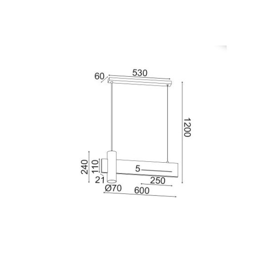 Φωτιστικό κρεμαστό LED 1XGU10 - 12W LED 3000k 960lm Απόχρωση μάυρου Μαρμαρου Μεταλλικό 60Χ7ΧΗ120CM LINEA - acadecor