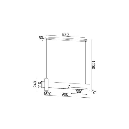 Φωτιστικό κρεμαστό LED 1XGU10 - 18W LED 3000k 1440lm Απόχρωση μάυρου Μαρμαρου Μεταλλικό 90Χ7ΧΗ120CM LINEA - acadecor