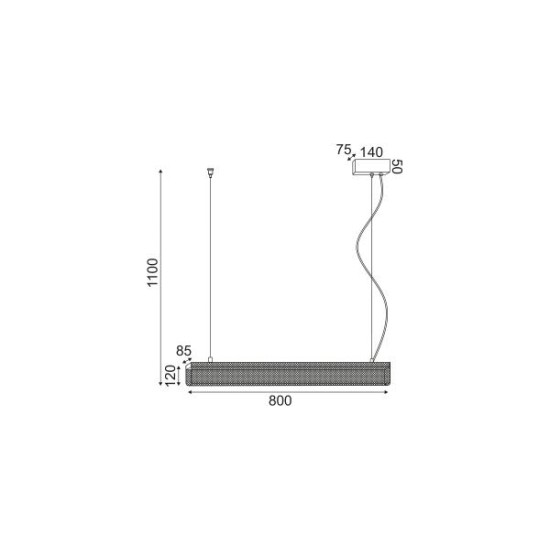 Φωτιστικό κρεμαστό 11W LED 3000k 1180lm Μάυρο 8,5Χ80ΧΗ110CM OFIS - acadecor