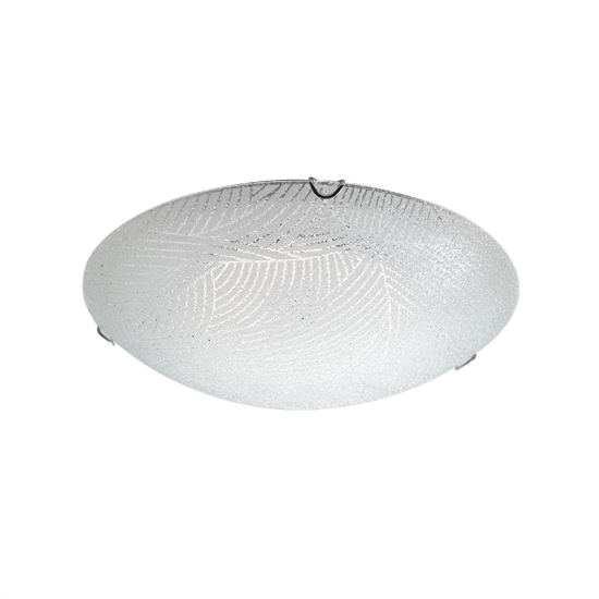 Ceiling light 2xE27 max 60W Crystallize glass + Metal / White - Clear + Chrome Φ30ΧΗ10CΜ FORCE - acadecor 