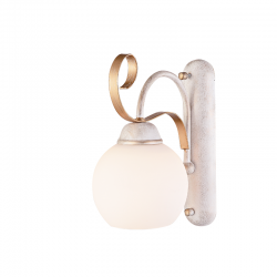 Φωτιστικό επίτοιχο 1 x E27 60W Μεταλλο + Γυαλί / Λευκό πατίνα - Αντικέ χρυσό + Λευκό 13,5Χ25,2Χ22CM FOYER - acadecor 