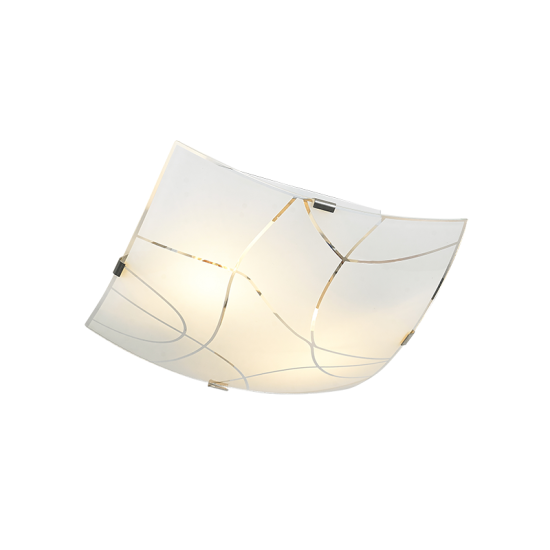 Ceiling light 3xE27 max60W Metal + Glass / Chrome + White + Clear 40X40X9.5CM LOCRIS - acadecor 