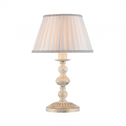 Φωτιστικό επιτραπέζιο 1 x E27 60W Μέταλλο + Ύφασμα με Ζιργκόν + PVC Λευκό καλώδιο / Λευκή πατίνα + Λευκό 18ΧΗ467cm DIJON - acadecor 