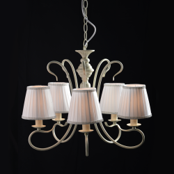 Φωτιστικό κρεμαστό 5 x E14 40W Μέταλλο + Ύφασμα με Ζιργκόν + PVC Λευκό καλώδιο / Λευκή πατίνα + Λευκό Φ56XH93CM DIJON - acadecor 