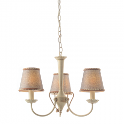 Φωτιστικό κρεμαστό 3 x E14 40W Μέταλλο + Ύφασμα + PVC Λευκό καλώδιο / Λευκό πατίνα - Αντικέ χρυσό + Γκρί Φ54ΧΗ103CM AVIGNON - acadecor 