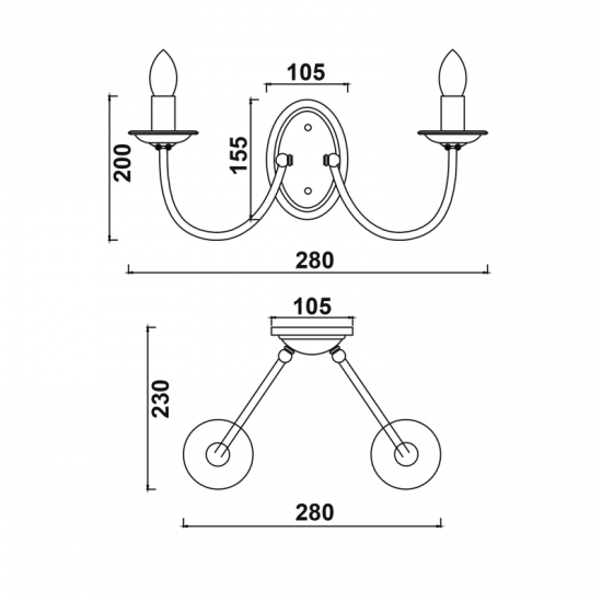 Φωτιστικό επίτοιχο 2 x E14 40W Μέταλλο + PVC λευκό καλώδιο  / Λευκή πατίνα πράσινο 35X20X20CM ACCRA - acadecor 
