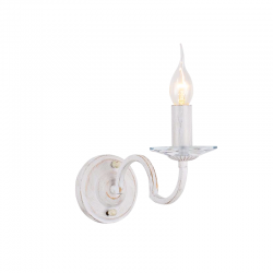 Φωτιστικό επίτοιχο 1 x E14 40W Μεταλλο + Κρύσταλλο + PVC Λευκό καλώδιο / Λευκό πατίνα - Αντικέ χρυσό + Διάφανο 27Χ11Χ18CM GEISHA - acadecor 