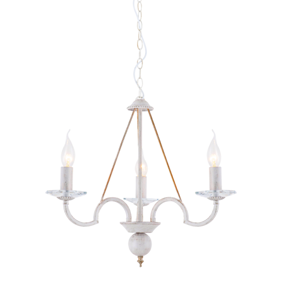 Pendant light 3 x E14 40W Metal + Crystal + White PVC cable / White patine  Antique gold + Clear Φ51ΧΗ102CM GEISHA - acadecor 